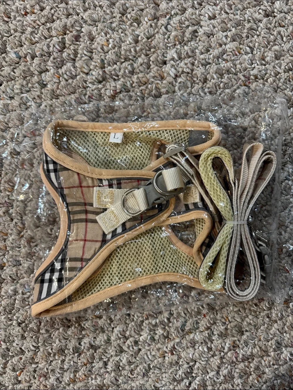 GAMUDA Plaid Dog Harness in Beige/Tan
